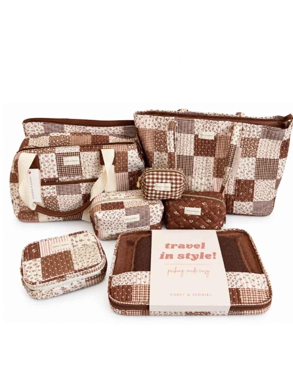 Poppy & Peonies Brown patchwork Collection - Picture 7 of 7